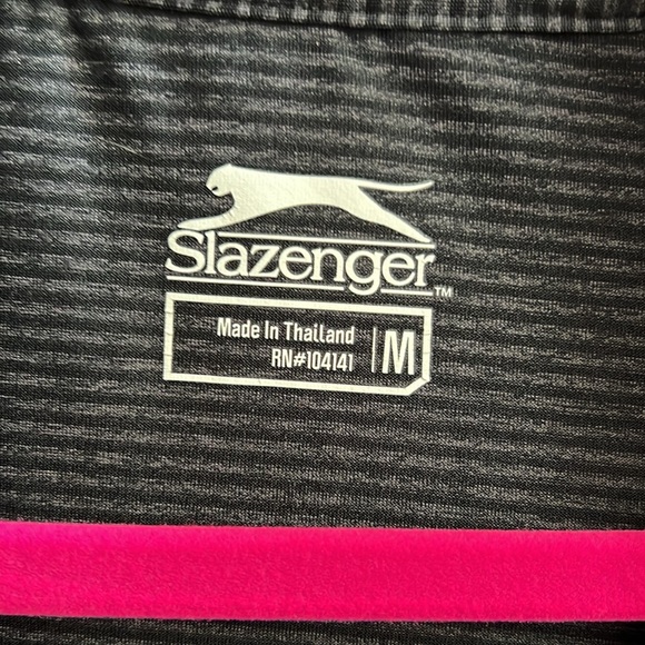 Slazenger Women’s Size Medium Black Striped Golf Shirt Excellent Condition Snaps - Picture 2 of 5